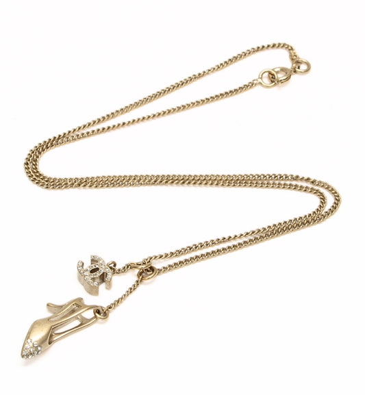 CHANEL Coco Mark Heel Motif Necklace Gold Size ONE SIZE