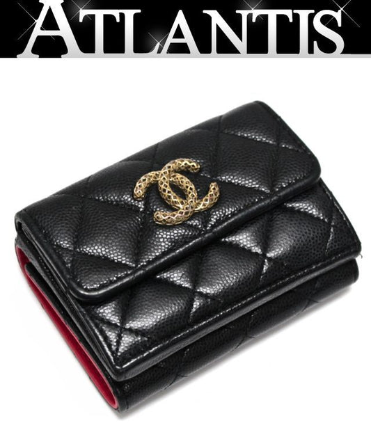 CHANEL Matelassé Caviar Skin Wallet Black Size ONE SIZE