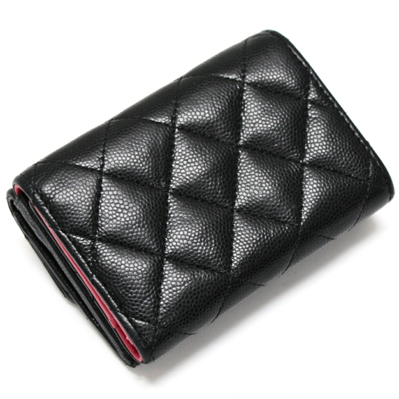 CHANEL Matelassé Caviar Skin Wallet Black Size ONE SIZE