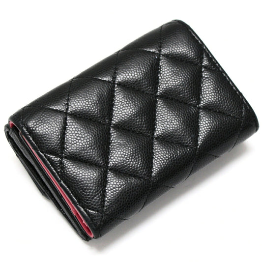 CHANEL Matelassé Caviar Skin Wallet Black Size ONE SIZE