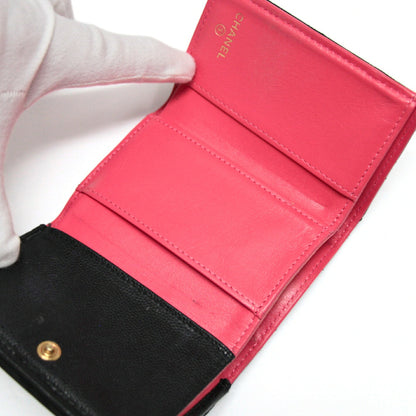 CHANEL Matelassé Caviar Skin Wallet Black Size ONE SIZE