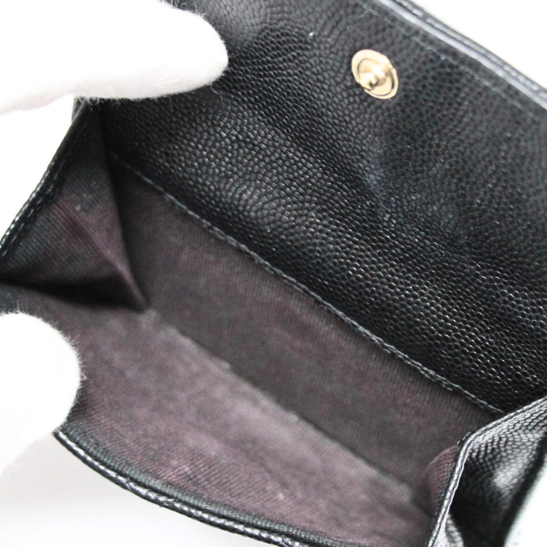 CHANEL Matelassé Caviar Skin Wallet Black Size ONE SIZE