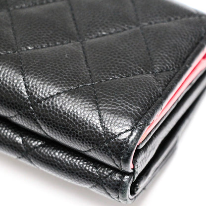 CHANEL Matelassé Caviar Skin Wallet Black Size ONE SIZE