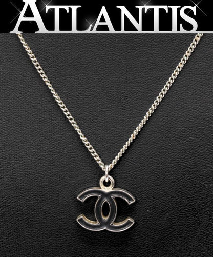 CHANEL Coco Mark Reversible Necklace Black Size ONE SIZE