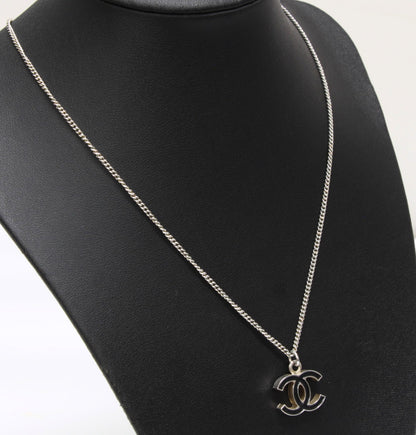 CHANEL Coco Mark Reversible Necklace Black Size ONE SIZE