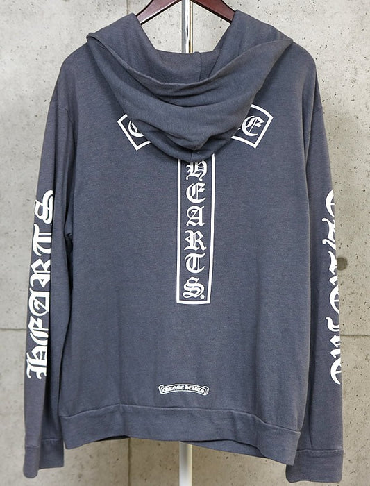 CHROME HEARTS Old T-Bar Horseshoe Zip Hoodie Gray Size XL