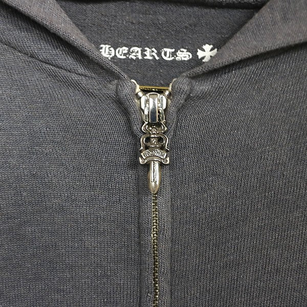 CHROME HEARTS Old T-Bar Horseshoe Zip Hoodie Gray Size XL
