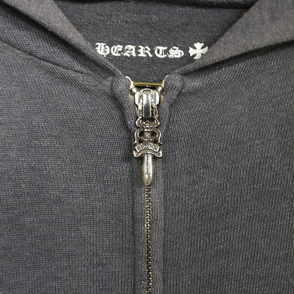 CHROME HEARTS Old T-Bar Horseshoe Zip Hoodie Gray Size XL