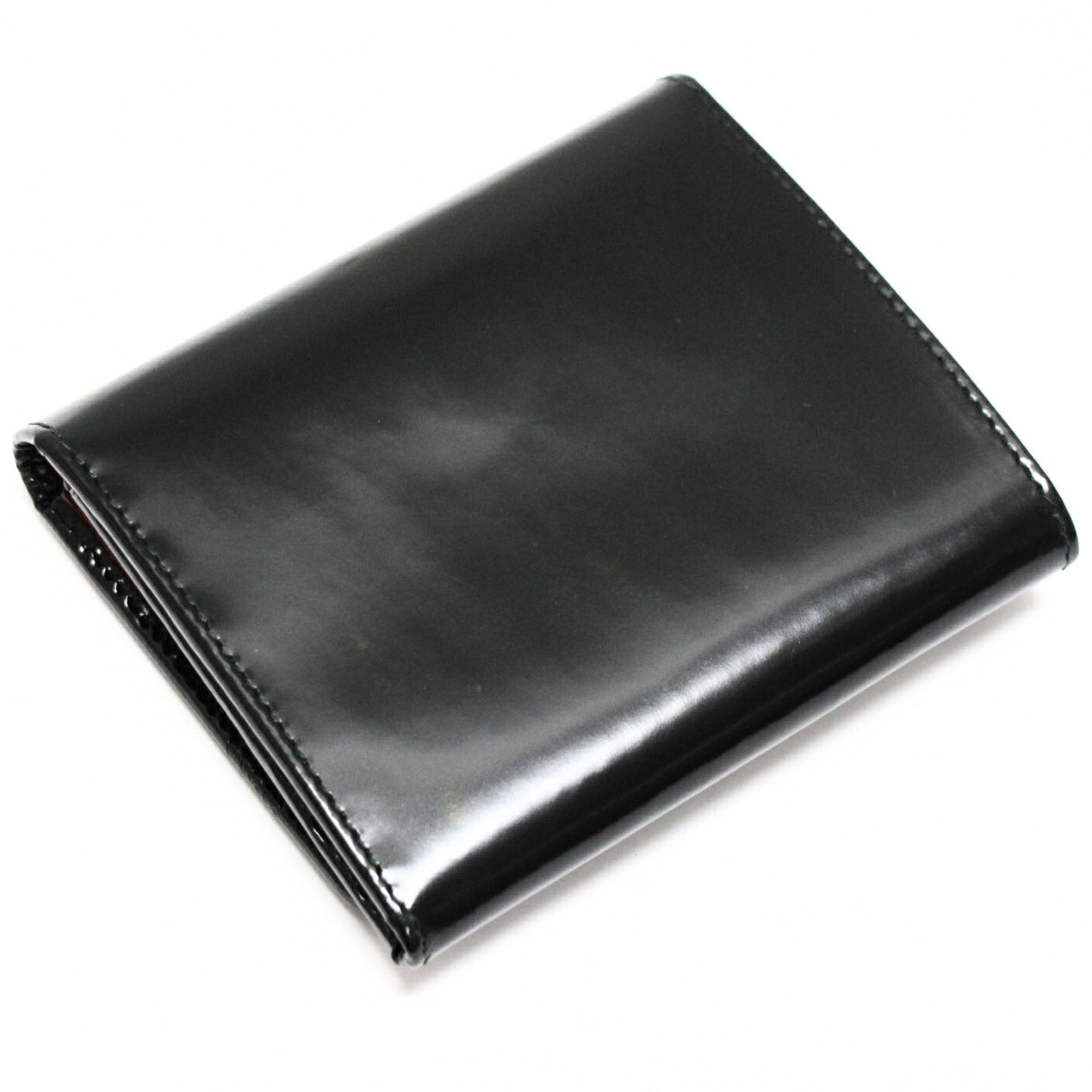 PRADA Compact Glossy Calf Leather Wallet Black Size ONE SIZE