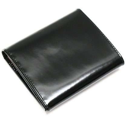 PRADA Compact Glossy Calf Leather Wallet Black Size ONE SIZE