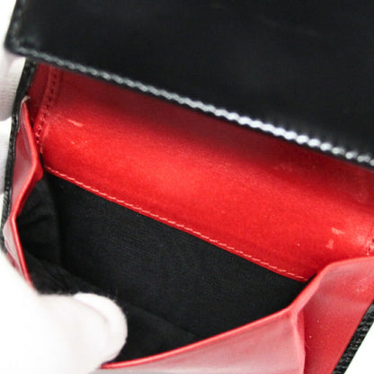 PRADA Compact Glossy Calf Leather Wallet Black Size ONE SIZE