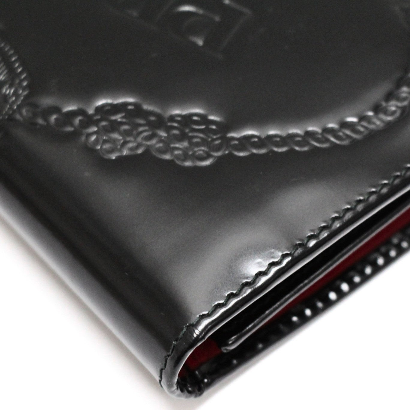 PRADA Compact Glossy Calf Leather Wallet Black Size ONE SIZE