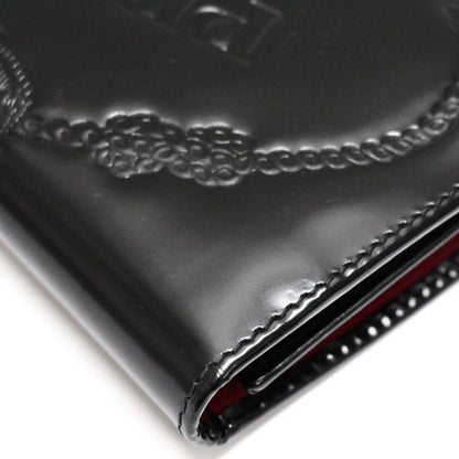 PRADA Compact Glossy Calf Leather Wallet Black Size ONE SIZE