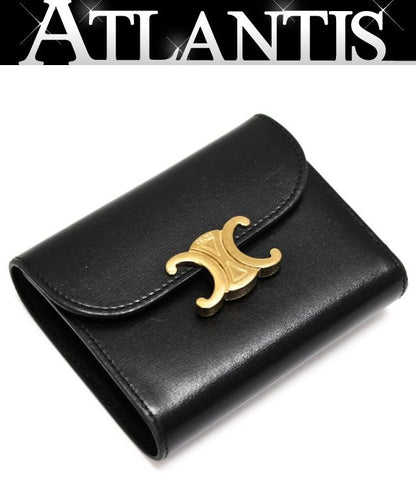 CELINE Triomphe Small Calf Wallet Black Size ONE SIZE