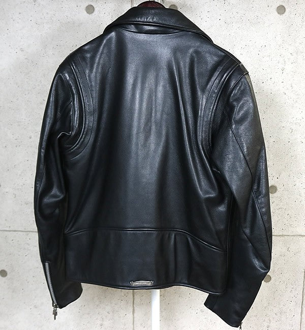 CHROME HEARTS Basic Moto Leather Riders Jacket Black Size M