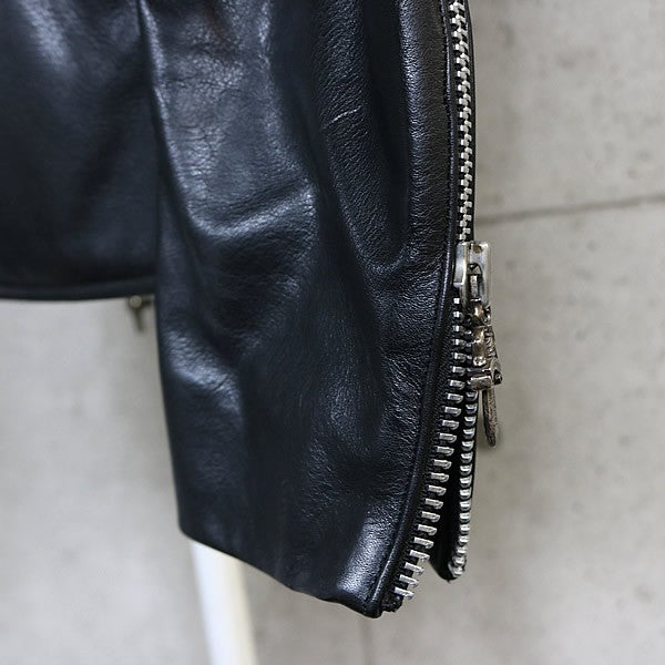 CHROME HEARTS Basic Moto Leather Riders Jacket Black Size M
