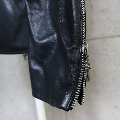 CHROME HEARTS Basic Moto Leather Riders Jacket Black Size M