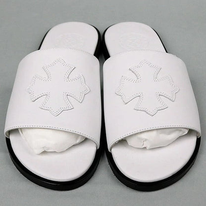 CHROME HEARTS Slide CH Plus Patch Sandals White Size EU 41
