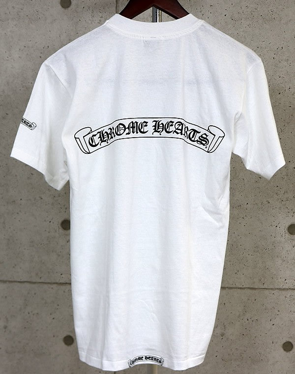 CHROME HEARTS Old Scroll Label Print T-Shirt White Size M