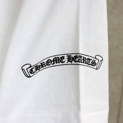CHROME HEARTS Old Scroll Label Print T-Shirt White Size M