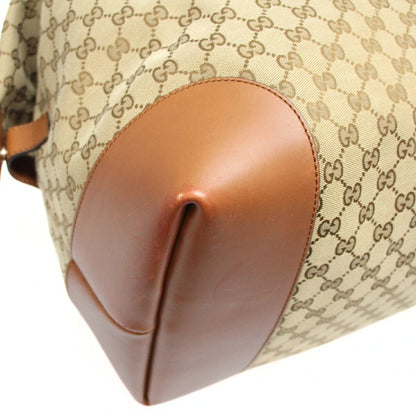 GUCCI GG Canvas Leather Boston Bag Beige Size ONE SIZE