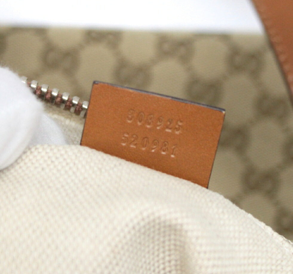 GUCCI GG Canvas Leather Boston Bag Beige Size ONE SIZE