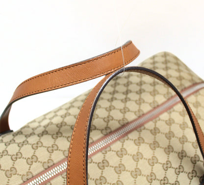GUCCI GG Canvas Leather Boston Bag Beige Size ONE SIZE