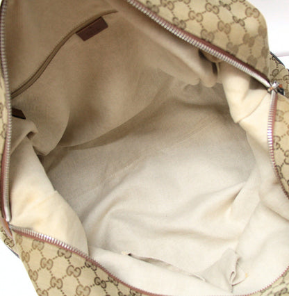 GUCCI GG Canvas Leather Boston Bag Beige Size ONE SIZE