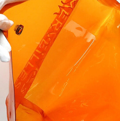 HERMES Vinyl Kelly Orange Handbag Size ONE SIZE