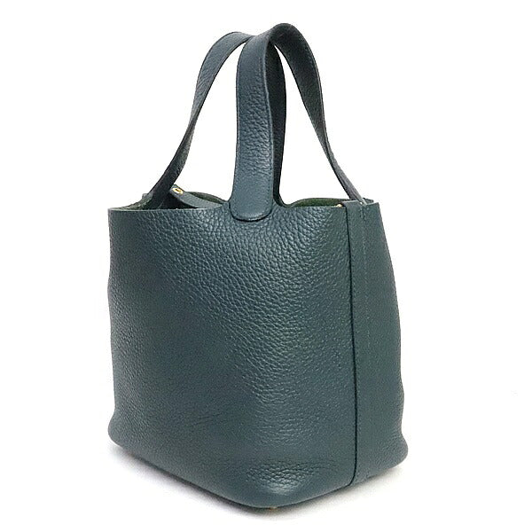 HERMES Picotin Lock PM Taurillon Vert Cypres Handbag Size ONE SIZE