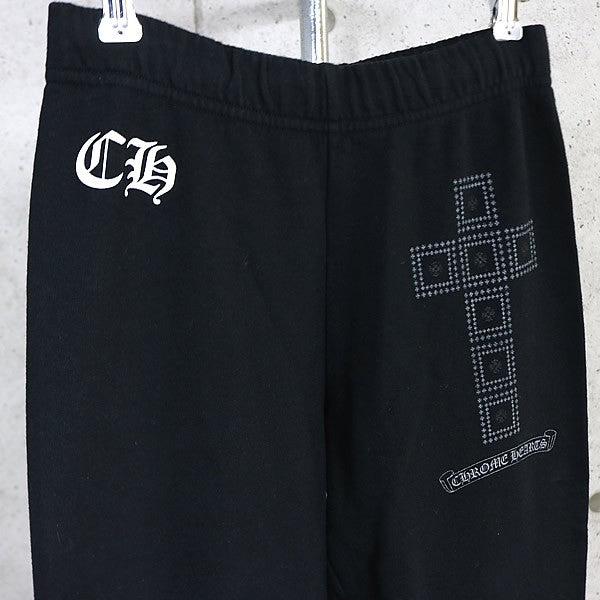 CHROME HEARTS Framed Cross Cotton Sweatpants Black Size XS