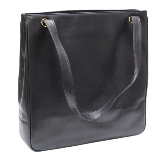 CHANEL Studded Coco Leather Tote Bag Black Size ONE SIZE