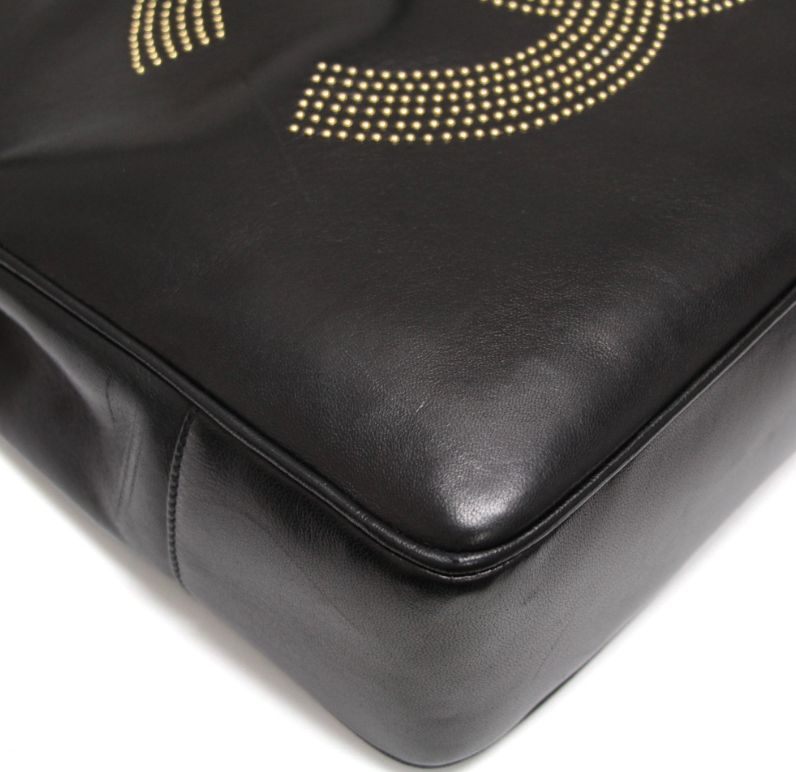 CHANEL Studded Coco Leather Tote Bag Black Size ONE SIZE