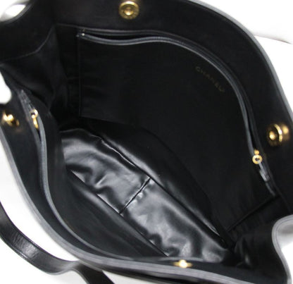 CHANEL Studded Coco Leather Tote Bag Black Size ONE SIZE