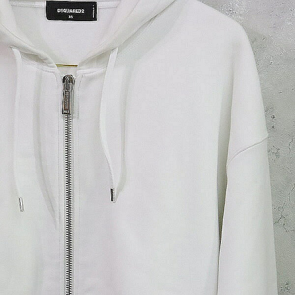 DSQUARED D2 Zip Herca Sleeve Logo Hoodie White Size XS