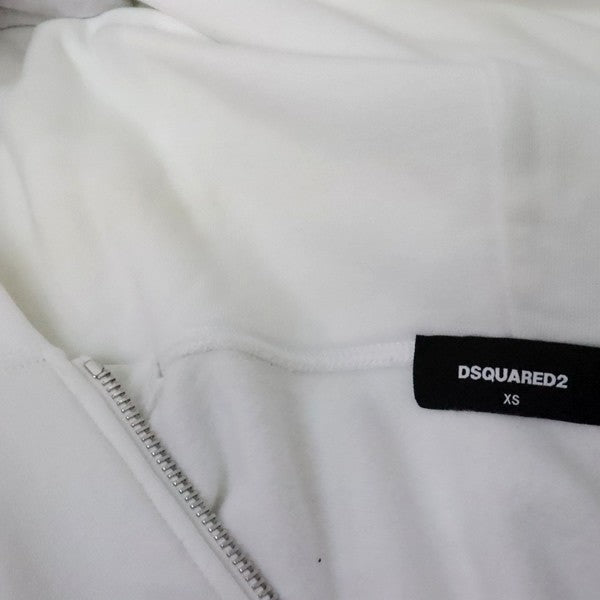 DSQUARED D2 Zip Herca Sleeve Logo Hoodie White Size XS