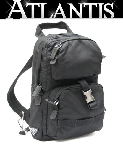PRADA Triangle Logo Nylon Shoulder Bag Black Size ONE SIZE