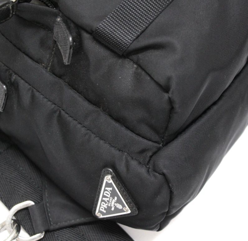 PRADA Triangle Logo Nylon Shoulder Bag Black Size ONE SIZE