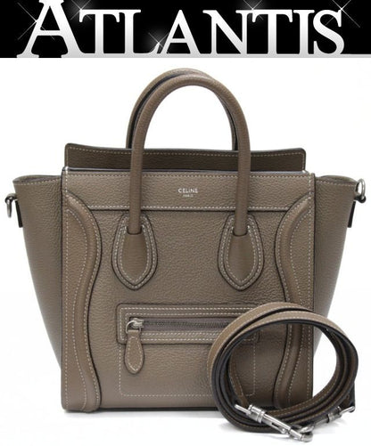CELINE Luggage Nano Shopper Leather Bag Souri Size ONE SIZE