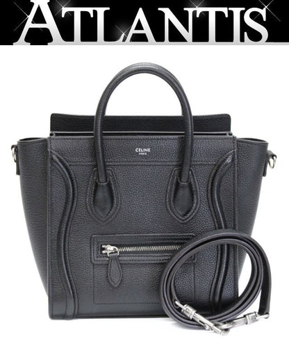 CELINE Luggage Nano Shopper Leather Bag Black Size ONE SIZE