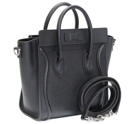 CELINE Luggage Nano Shopper Leather Bag Black Size ONE SIZE