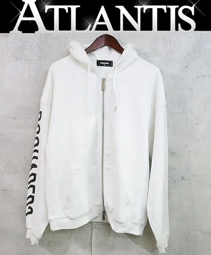 DSQUARED D2 Zip Herca Sleeve Logo Hoodie White Size XS