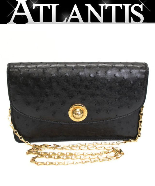 CELINE Vintage Black Ostrich Shoulder Bag Size ONE SIZE