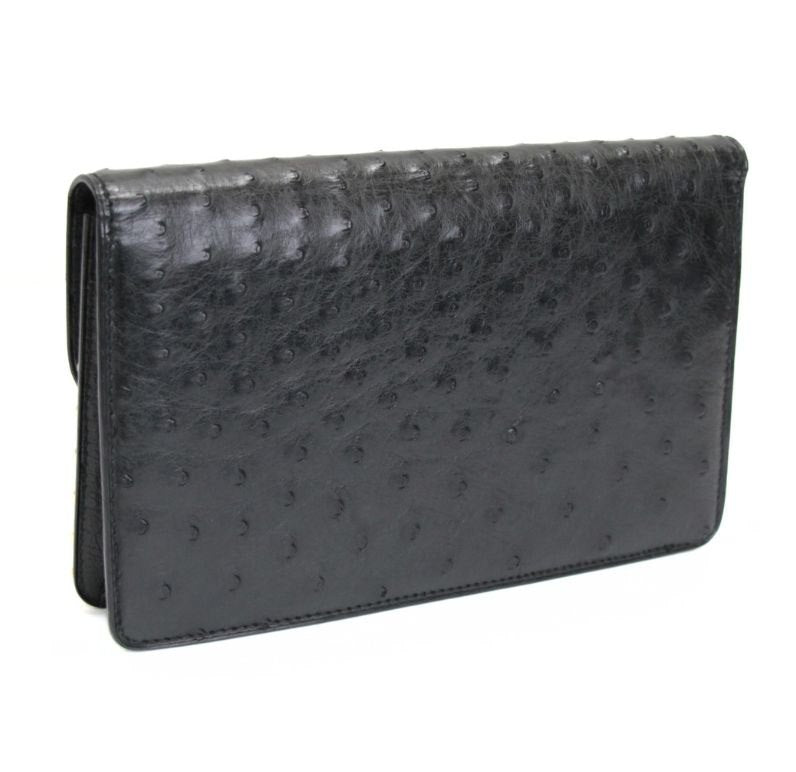 CELINE Vintage Black Ostrich Shoulder Bag Size ONE SIZE