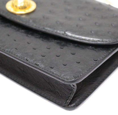 CELINE Vintage Black Ostrich Shoulder Bag Size ONE SIZE