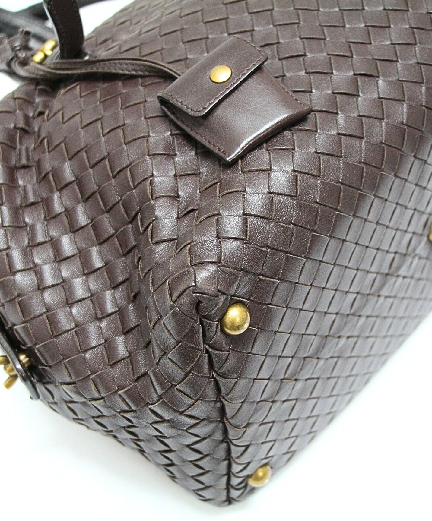 BOTTEGA VENETA Intrecciato Leather Dark Brown Boston Bag Size ONE SIZE