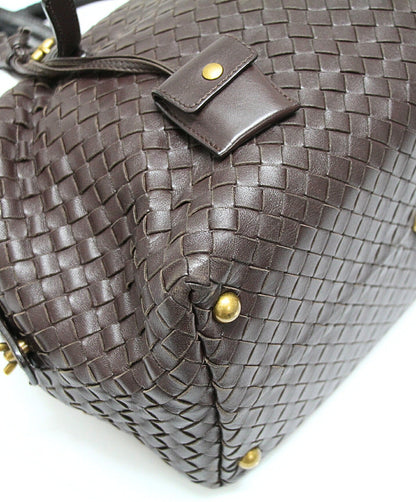 BOTTEGA VENETA Intrecciato Leather Dark Brown Boston Bag Size ONE SIZE