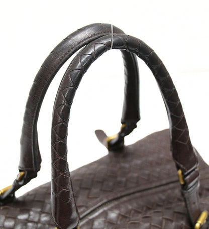 BOTTEGA VENETA Intrecciato Leather Dark Brown Boston Bag Size ONE SIZE