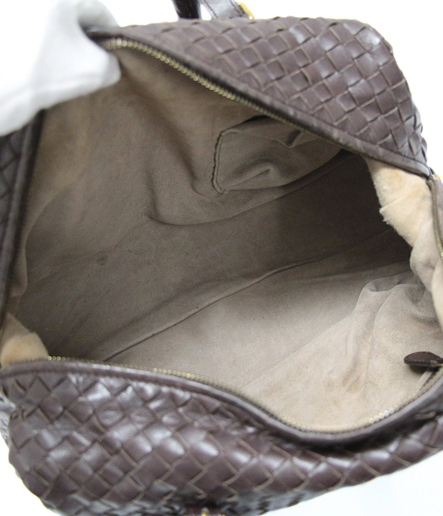BOTTEGA VENETA Intrecciato Leather Dark Brown Boston Bag Size ONE SIZE