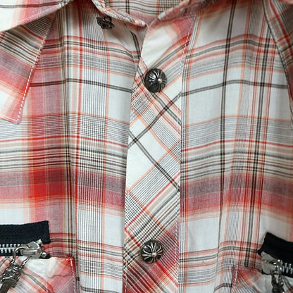 CHROME HEARTS Large Cross Patch Dagger Zip Shirt Red Size M